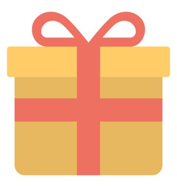 Bir doğum günü hediyesi bir kurdele ile düz simgesi 