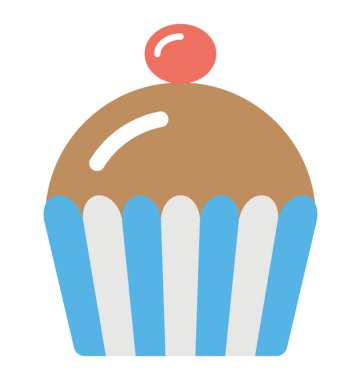 Tek lezzetli çikolatalı kek düz simgesi 