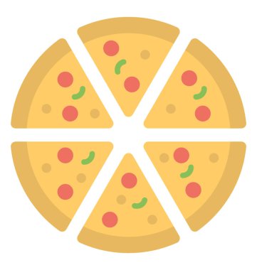 Dilimler halinde kesip bir pizza düz simgesi 