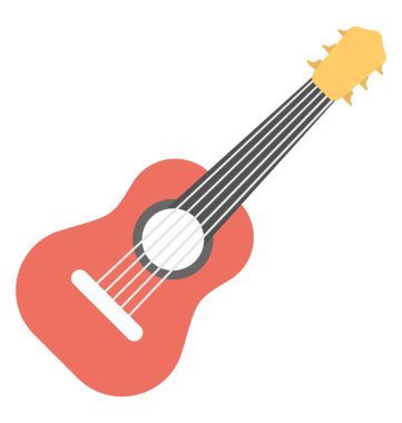 Kırmızı bir gitar düz simgesi 