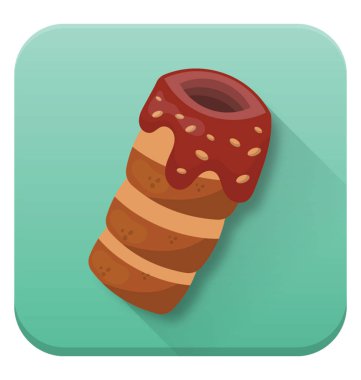 Tarçın ile çikolata düz vektör simge kapalı rulo