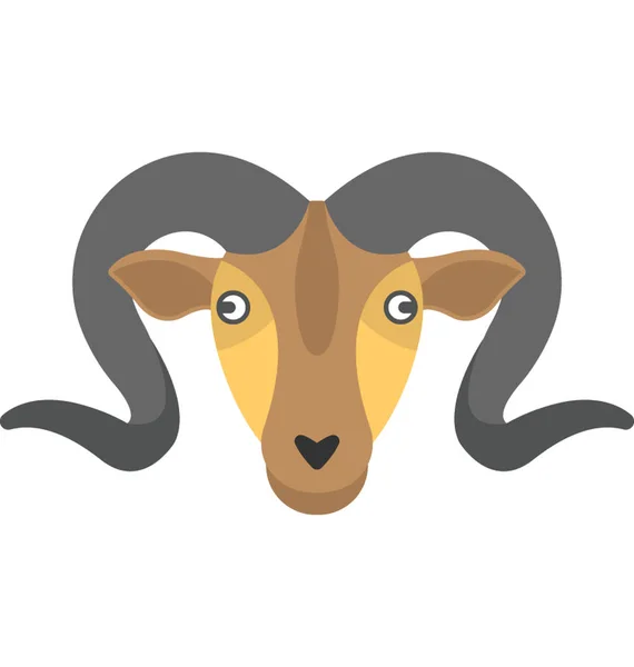 Icône Plate Visage Une Chèvre Montagne — Image vectorielle