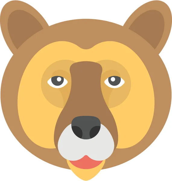 Ícone Plano Rosto Urso Pardo Grizzling —  Vetores de Stock