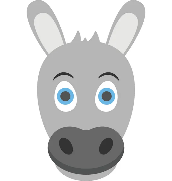 Flat Icon Face Baby Donkey — Stock Vector