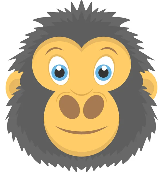 Icône Plate Visage Gorille Heureux — Image vectorielle