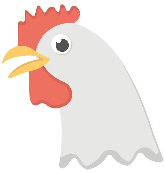 白鶏の顔のフラット アイコン — ストックベクタ