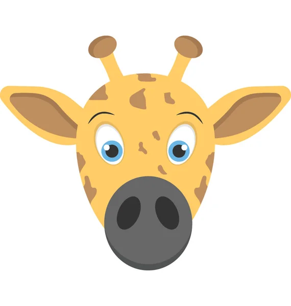 Ícone Plano Rosto Uma Girafa Bebê — Vetor de Stock