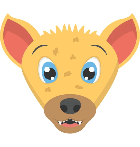 Platte Icoon Van Het Gezicht Van Een Baby Hyena — Stockvector