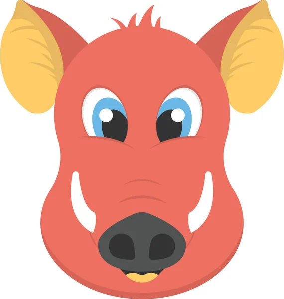 Flat Icon Head Boar — Stock Vector