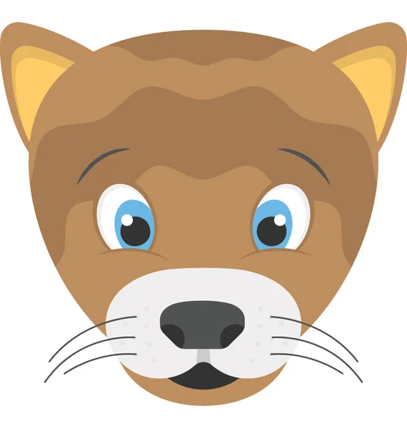 Icône Plate Visage Bébé Lion Animé — Image vectorielle