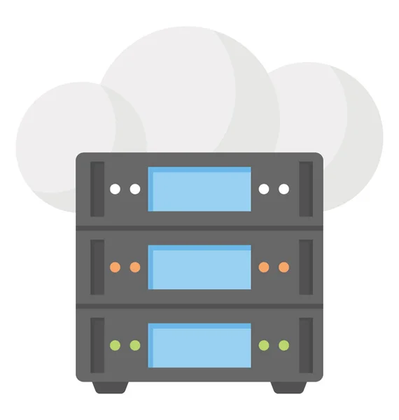 Serveur Cloud Computing Icône Vectorielle Plate — Image vectorielle