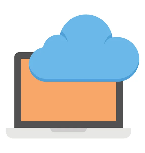 Ein Einfaches Vektor Symbol Des Laptops Mit Cloud Computing Konzept — Stockvektor