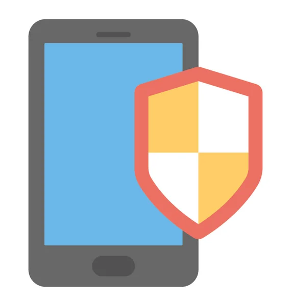 Mobile Shield Symbolising Concept Mobile Antivirus Protection Flat Vector Icon — Stock Vector