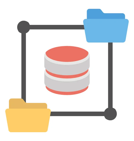 Réseau Serveur Bases Données Icône Vectorielle Plate — Image vectorielle