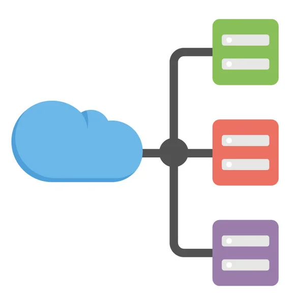 Sunucu Hiyerarşik Yapısı Cloud Vektör Simge Düz — Stok Vektör