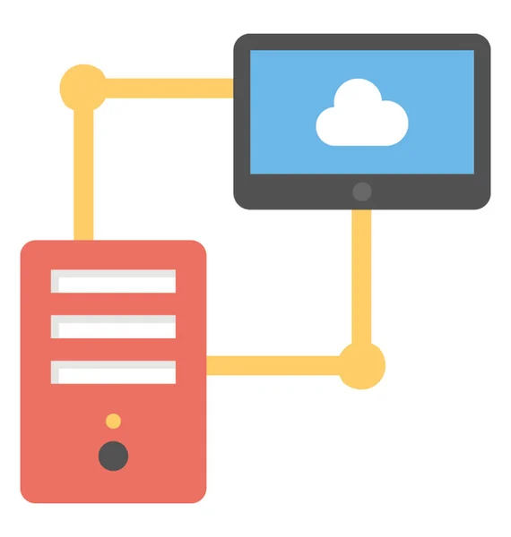 Cloud Server Hosting Flat Vector Icon — Stock Vector