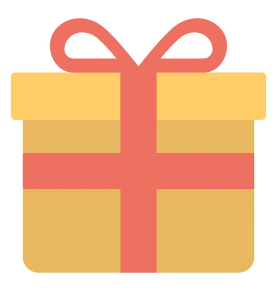 Плоская Икона Подарка День Рождения Лентой — стоковый вектор
