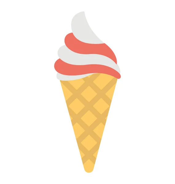 Flat Icon Ice Cream Cone — Stock Vector