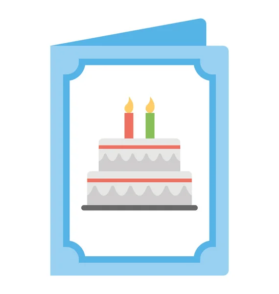 Icono Plano Una Tarjeta Invitación Cumpleaños — Vector de stock