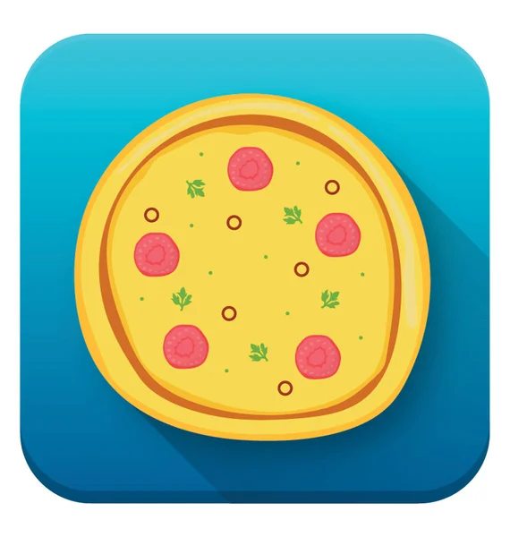 Egy Egész Kerek Pizza Gyorsétel Lapos Ikon — Stock Vector