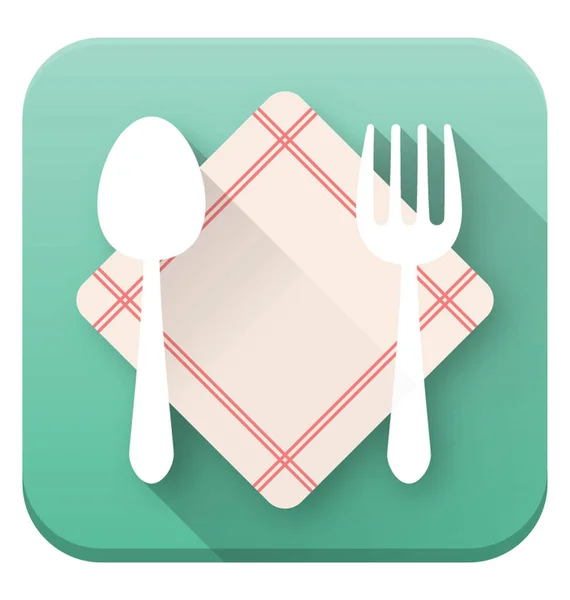 Cuchara Tenedor Servilleta Signo Cena Icono Plano — Vector de stock