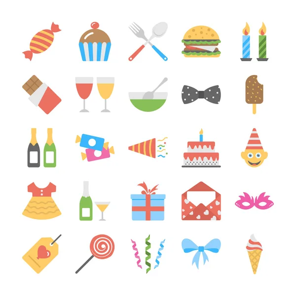 Flat Icon Set Birthday Royalty Free Stock Vectors