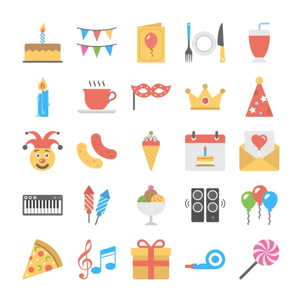 Flat Icon Set Birthday Royalty Free Stock Vectors