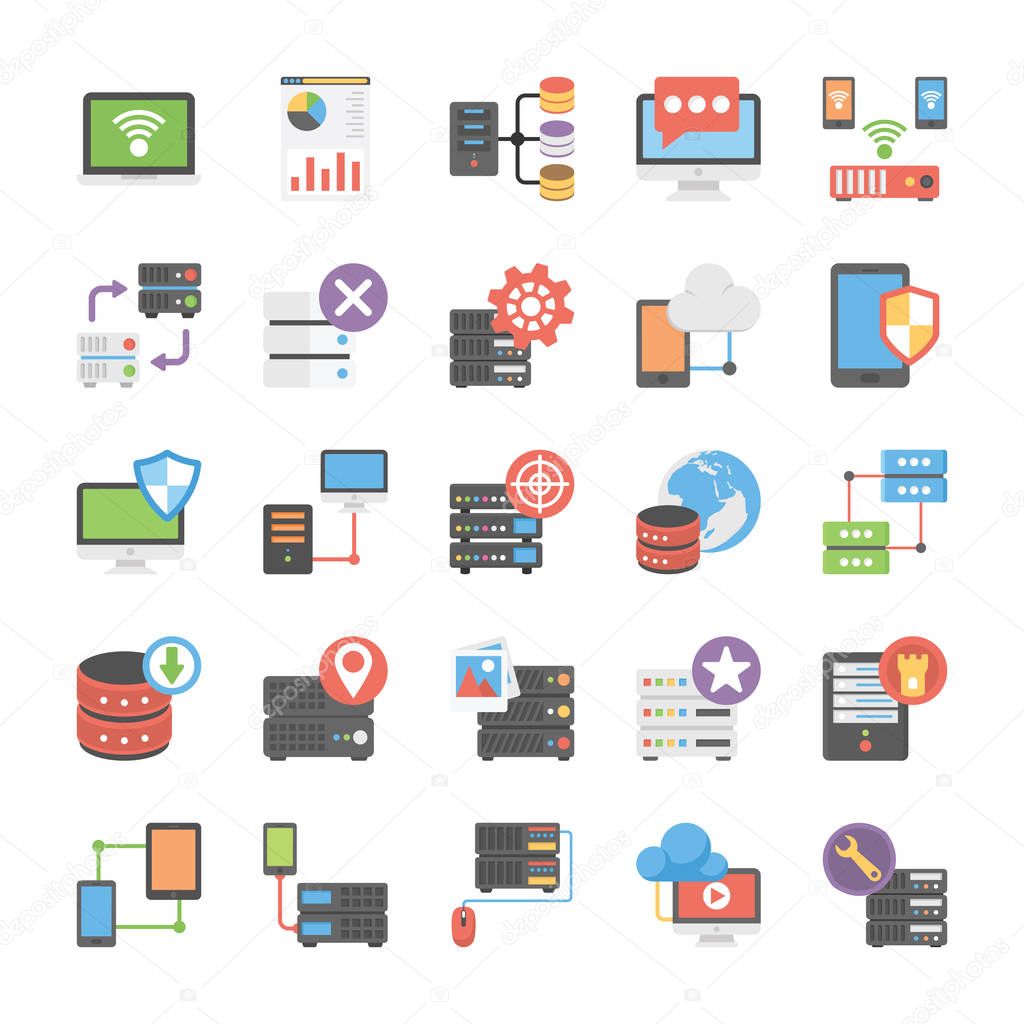 Database and Storage Flat Vector Icons Pack 