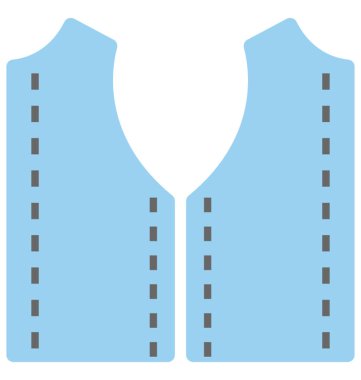 Bir gömlek kesilerek bölümlerini temsil eden basit renkli simge.