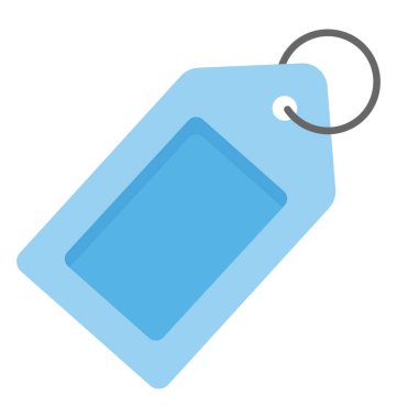 Düz vektör simgesi tasarım bir mavi renk etiket veya zincir