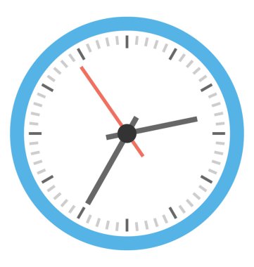 Yuvarlak şekil duvar saat vektör simgesi düz tasarım 