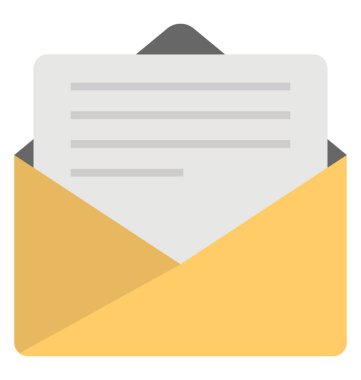 Mektup vektör simgesi düz tasarım ile açılan bir zarf 