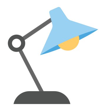 Masa lambası mavi renk, düz vektör simgesi tasarım