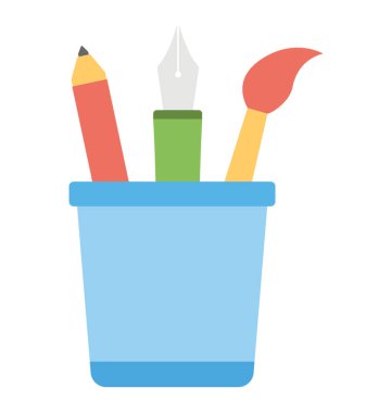 Bir tutucu Kupası, düz vektör simgesi tasarım kalem sahibinin