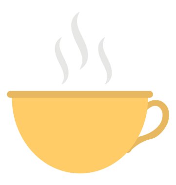 Bir fincan kahve ile Buhar, düz vektör simgesi 