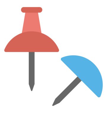 Kırmızı ve mavi başparmak PIN, düz vektör simgesi tasarım