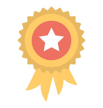 Bir şerit ödül kart Merkezi yıldızı ile düz simgesi tasarım 