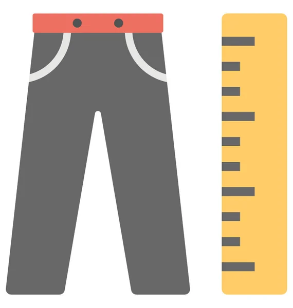 Icono Plano Pantalón Junto Con Cinta Métrica — Vector de stock