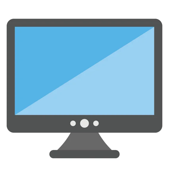 Monitor Plano Con Pantalla Azul Icono Vector Plano — Vector de stock