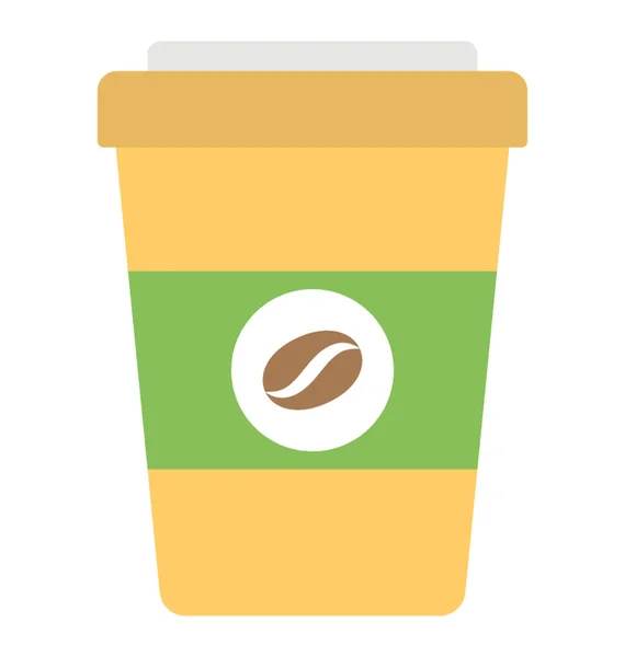 Einweg Kaffeetasse Mit Kaffeebohnen Drauf Flaches Vektorsymbol — Stockvektor