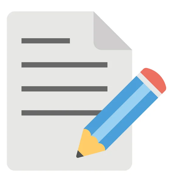 Pencil Document Writing Concept Flat Vector Icon — Stock Vector
