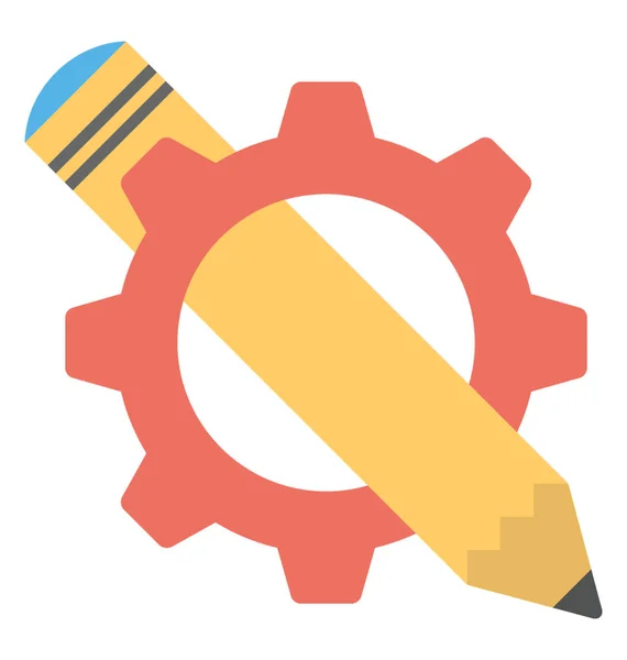 Pencil Gear Copywriting Creative Writing Concept Vector Flat Icon — Stock Vector