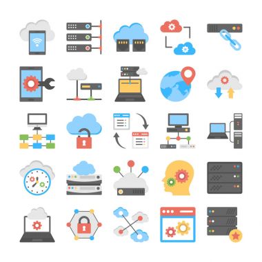 Web Hosting ve düz simgeler bulut