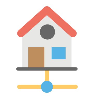 Ağ ev işaretiyle gösterilen ev ağı kavramı için düz bir simgesi