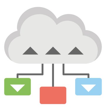 Veri bulut farklı bağlantıları ile düz tasarım simgesi