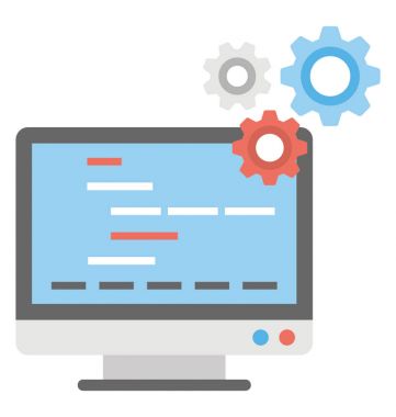 Cogwheels ve yükleme arayüzü, pencere optimizasyonu kavramı ile bir monitör ekranı