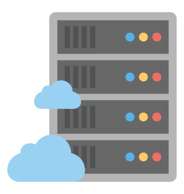 Büyük veri kavramı temsil eden bulut ve veri sunucusu işaretleri