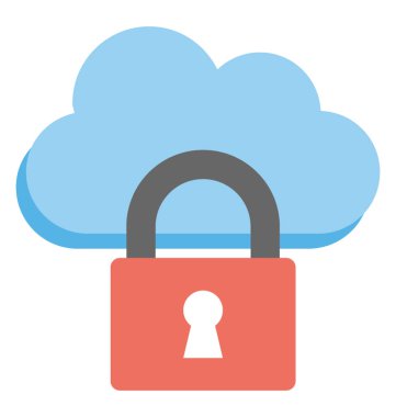 Bir bulut ve asma kilit cloud güvenlik temsil eden düz vektör tasarımı