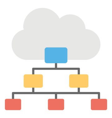 Bulut ağ düz tasarım simgesi kavramı