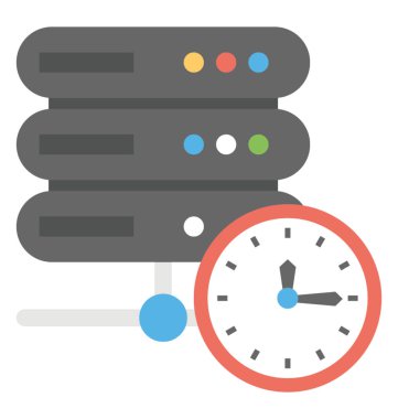 Bilgisayar sunucu saati, otomatik düz vektör simge sunucusu çalıştıran